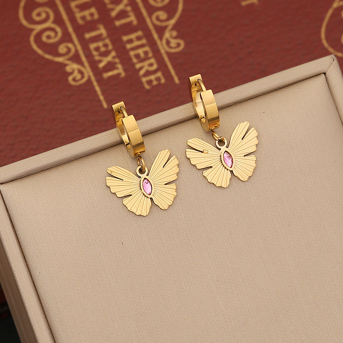 IG Style Romantic Butterfly Stainless Steel Plating Inlay Artificial Diamond Bracelets Earrings Necklace