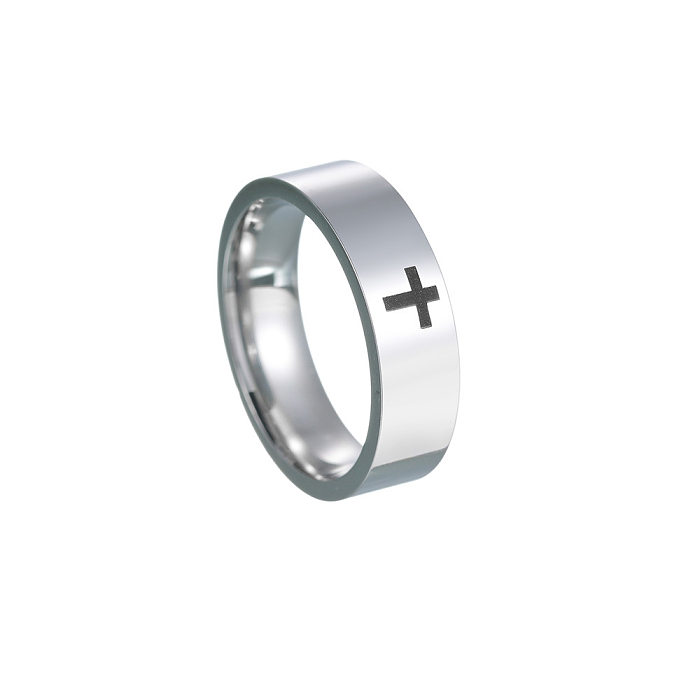 1 pièce d'anneaux plaqués en acier inoxydable avec croix tendance.