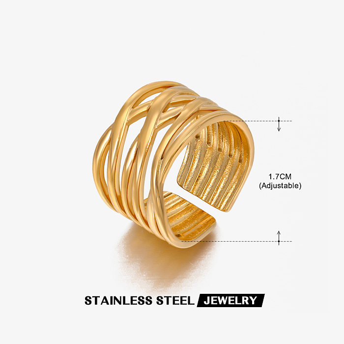 Anel aberto chapeado ouro de aço inoxidável 18K da cor sólida do estilo clássico no volume