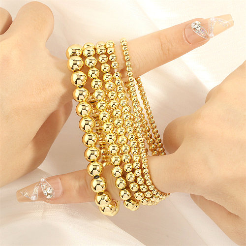 Hip-Hop Simple Style Round Copper Plating 18K Gold Plated Bracelets