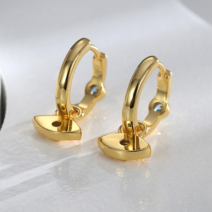 1 Pair Retro Devil'S Eye Copper Plating Inlay Zircon 18K Gold Plated Drop Earrings