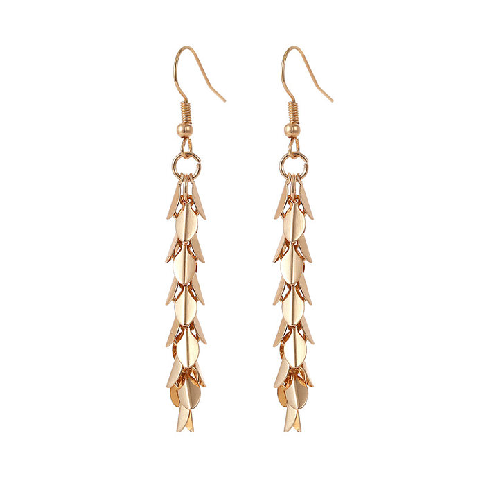 1 Pair Fashion Leaves Tassel Copper Plating Drop Earrings