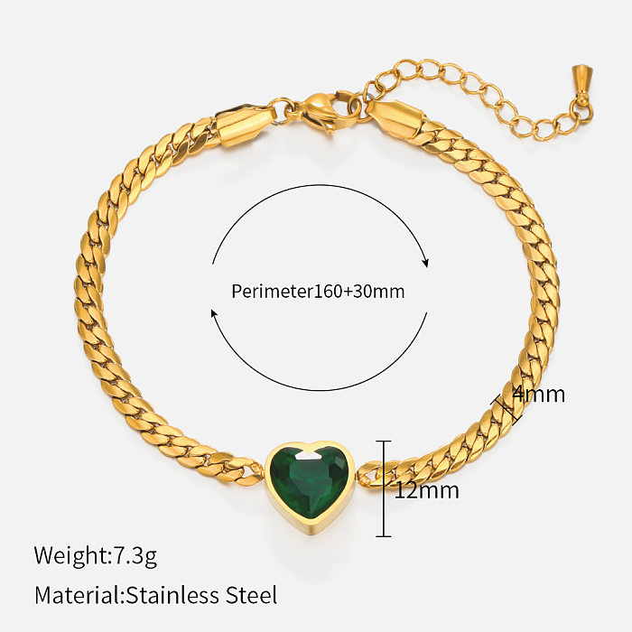 Fashion Heart Shape Stainless Steel Plating Rhinestones Bracelets Necklace