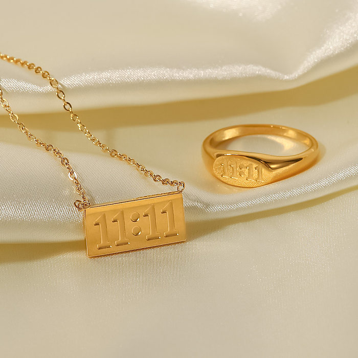 Fashion Number Edelstahl-Halskette mit vergoldeten Ringen