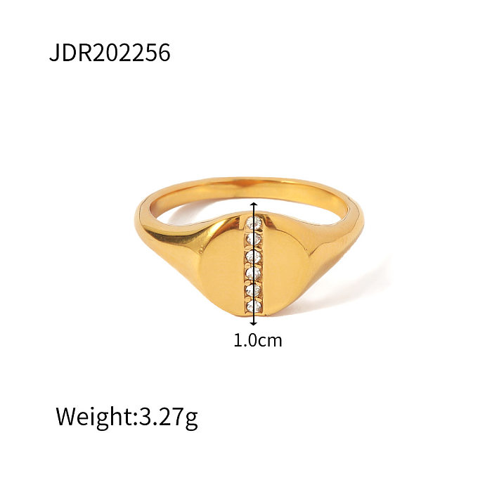 Modische geometrische Edelstahl-Ringe mit vergoldetem Zirkon
