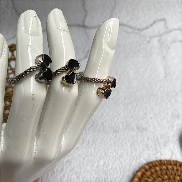 Casual Simple Style Heart Shape Stainless Steel Enamel Women'S Rings Bracelets