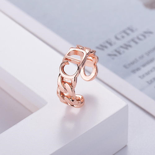 1 Piece Cute Fashion Letter Copper Round Copper Open Ring