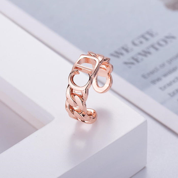 1 Piece Cute Fashion Letter Copper Round Copper Open Ring