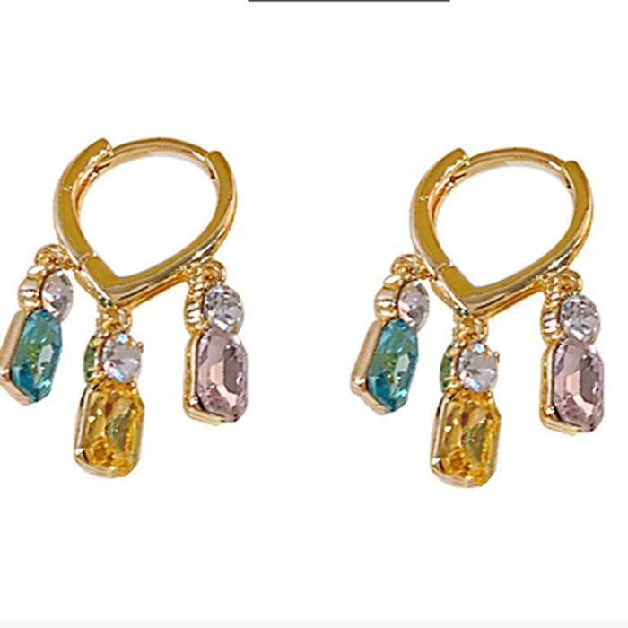 1 Paar elegante Damen-Ohrringe in Herzform mit Inlay aus Kupfer und Zirkon