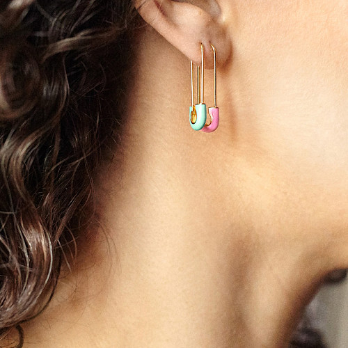 1 Paar schlichte Pin-Ohrringe mit Kupferbeschichtung und vergoldet