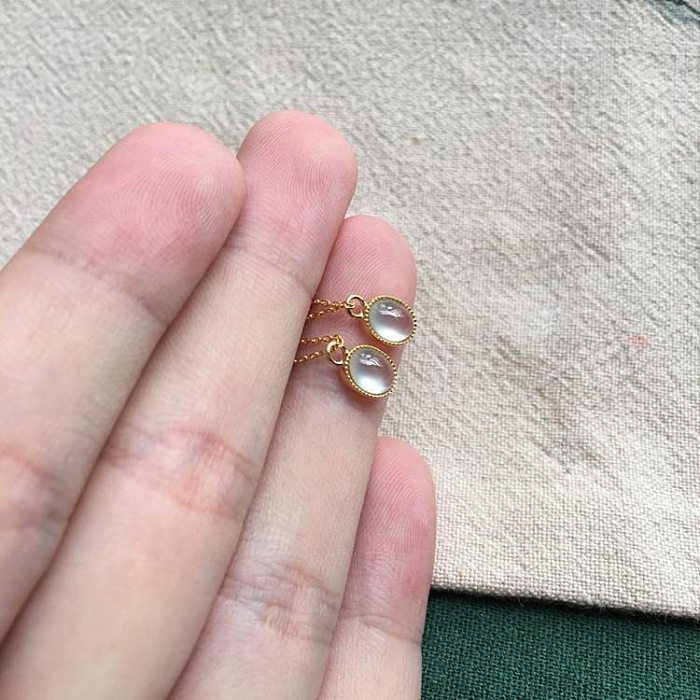 1 Paar einfache runde Inlay-Ohrringe aus Kupfer mit künstlichen Edelsteinen