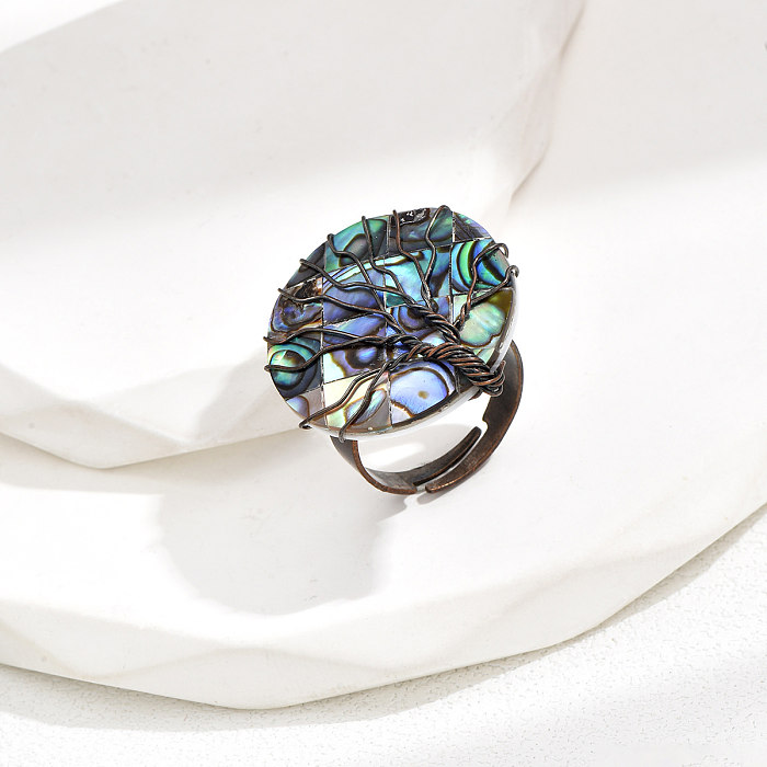 Classical Vintage Style Handmade Abalone Copper Open Ring In Bulk