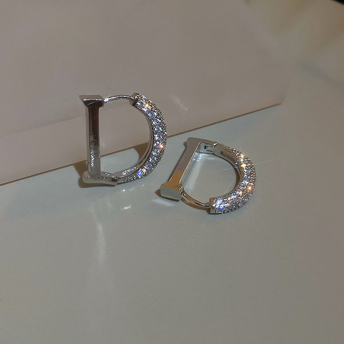 1 Pair Fashion Letter Copper Inlay Zircon Earrings