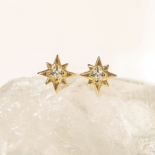Brincos de orelha de zircão com incrustações de cobre estrela da moda 1 par