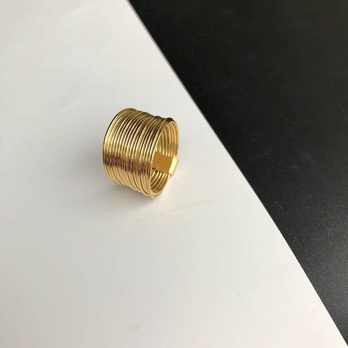 Simple Style Geometric Titanium Steel Plating Rings 1 Piece