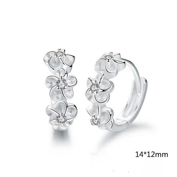 1 Pair Fashion Flower Copper Inlay Zircon Earrings