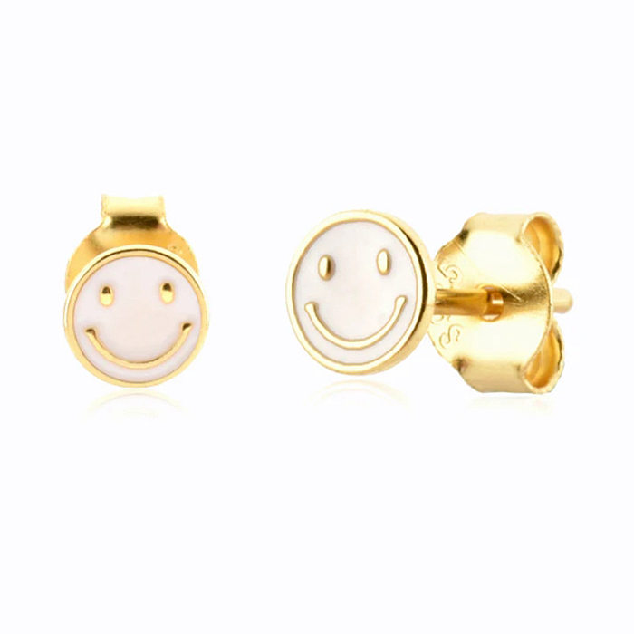 1 Paar IG Style Simple Style Smiley Face Epoxy Kupfer Ohrstecker
