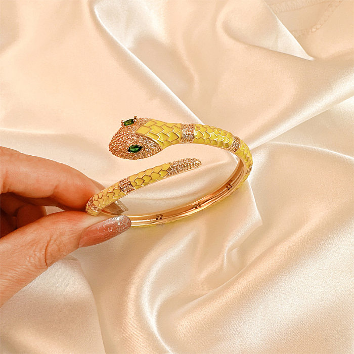 Fashion Snake Copper Plating Zircon Bangle