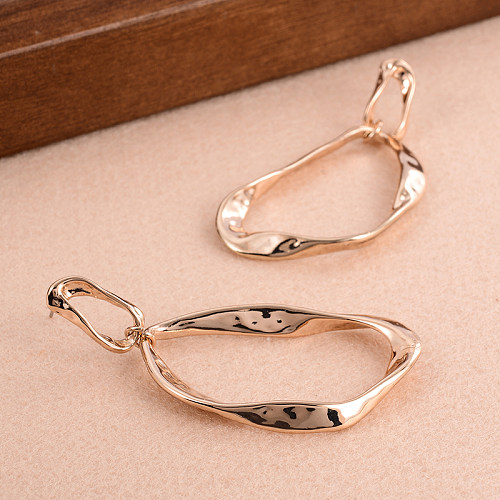 1 paire de boucles d'oreilles pendantes en cuivre plaqué or 18 carats, Style français Simple, géométrique irrégulier
