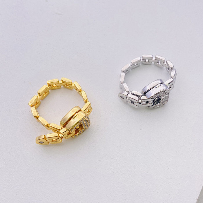 1 Stück schlichter Schlangen-Kupfer-Beschichtungs-Inlay-Zirkon-Ring-Armband für Damen
