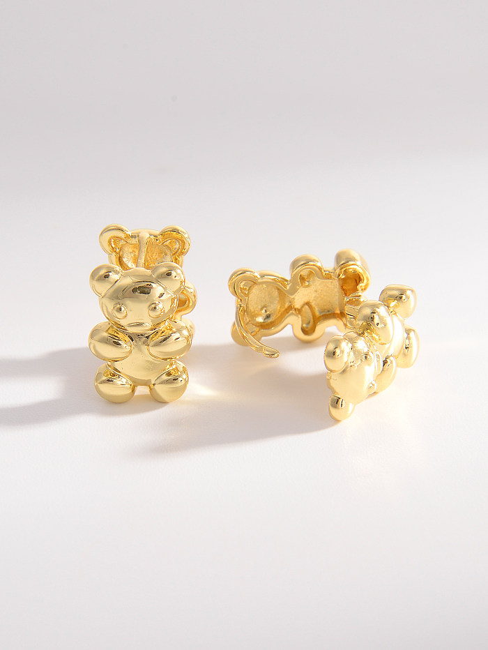 1 Pair Rock Bear Plating Metal Copper 18K Gold Plated Ear Cuffs