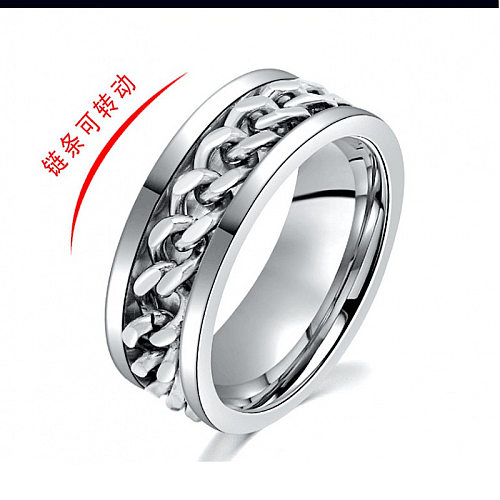 Wholesale Fashion Rotatable Titanium Steel Black Chain Ring jewelry