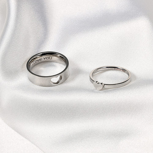 Romantic Heart Shape Titanium Steel Polishing Rings
