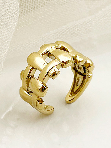 Vintage Style Simple Style Solid Color Stainless Steel Gold Plated Open Ring In Bulk