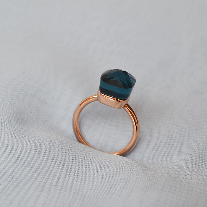 Anéis de cristal artificiais com revestimento de cobre geométrico da moda