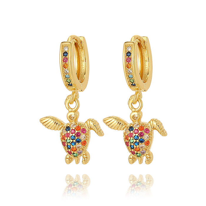 1 Pair Simple Style Moon Inlay Copper Zircon Drop Earrings