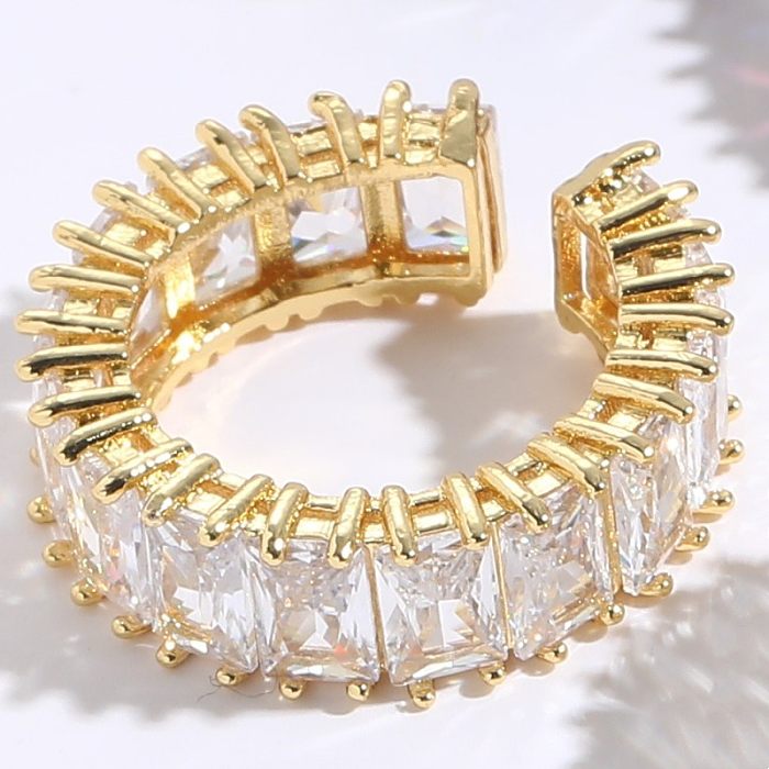 1 Piece Fashion Oval Rectangle Copper Plating Inlay Zircon Open Ring