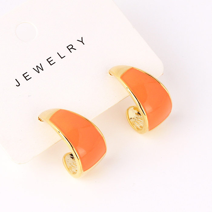 1 Pair Streetwear Geometric Enamel Plating Copper Ear Studs