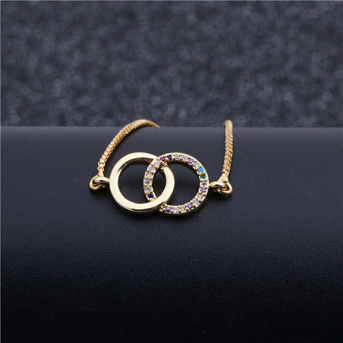 Bracelet à Double anneau réglable en Zircon de couleur de luxe coréen NHYL129528