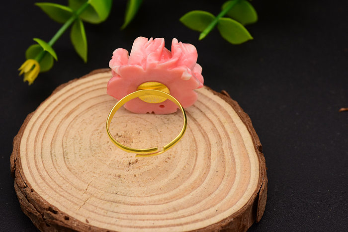 Estilo simples estilo clássico flor cobre chapeamento anéis banhados a ouro 18K