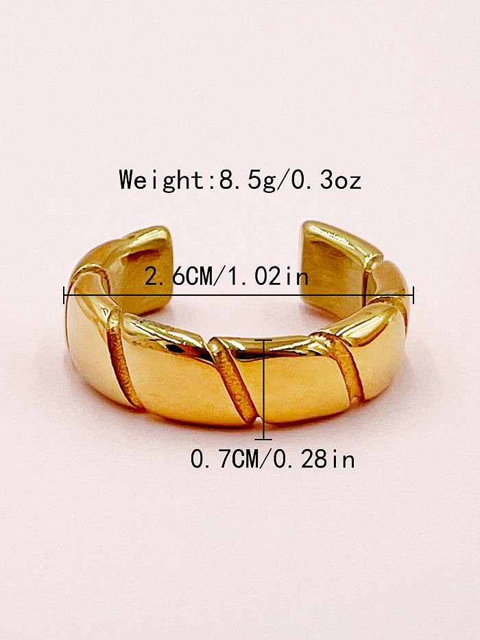 Casual Simple Style Solid Color Stainless Steel Gold Plated Open Rings In Bulk