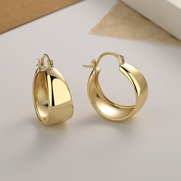 1 Pair Elegant Round Plating Brass Gold Plated Earrings