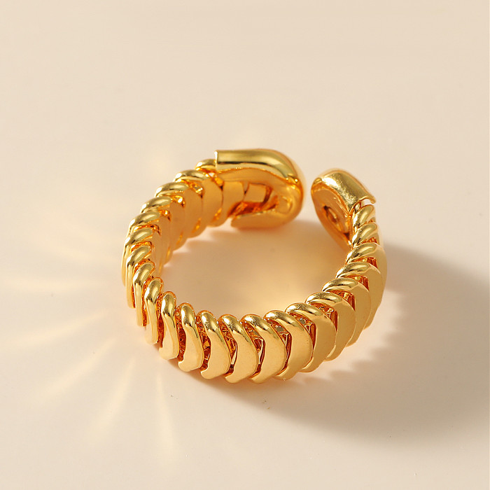 INS Style Simple Style Solid Color Copper Plating 18K Gold Plated Open Ring