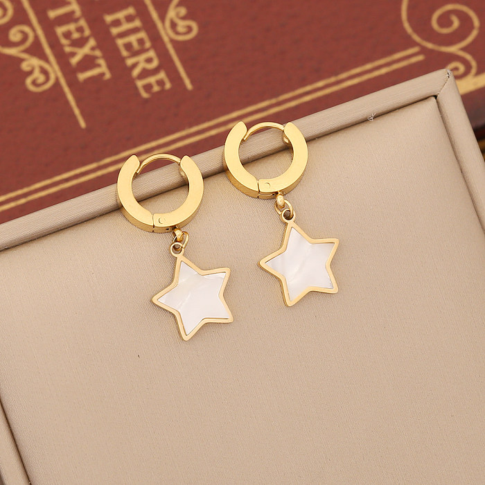 Streetwear Star Stainless Steel Layered Plating Inlay Shell Bracelets Earrings Necklace