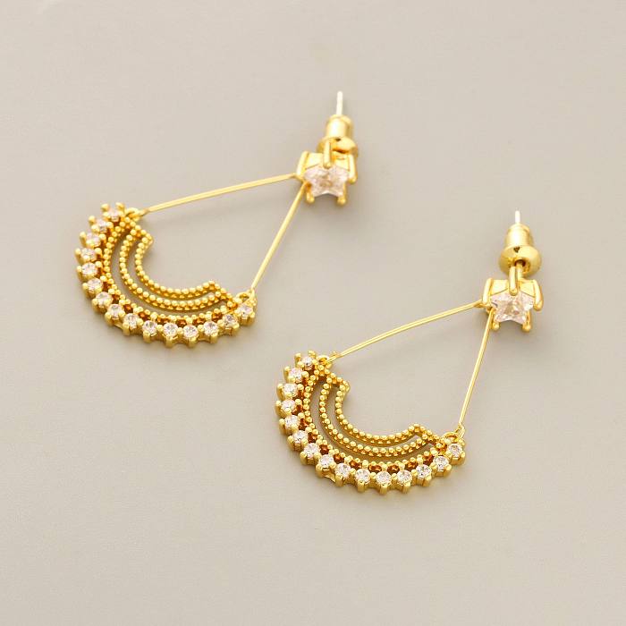 1 Pair Simple Style Solid Color Inlay Copper Zircon Drop Earrings