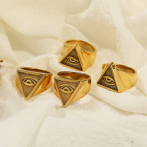 Anéis banhados a ouro com revestimento de aço titânio de cor sólida estilo clássico por atacado