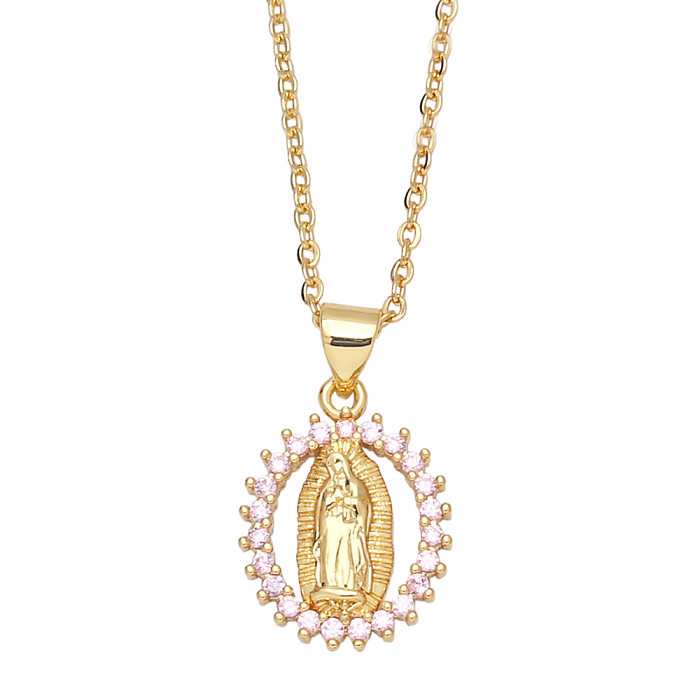 Mode Kupfer eingelegte Zirkon Jungfrau Maria Anhänger Halskette weiblich