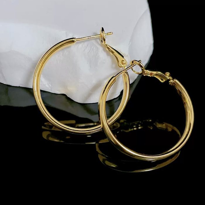 1 Pair Classic Style Round Plating Copper Earrings