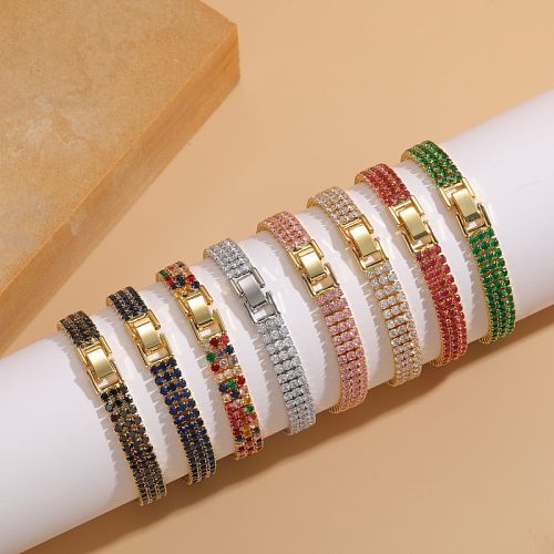 Bracelets plaqués or 14 carats avec incrustation de cuivre de couleur unie de style simple
