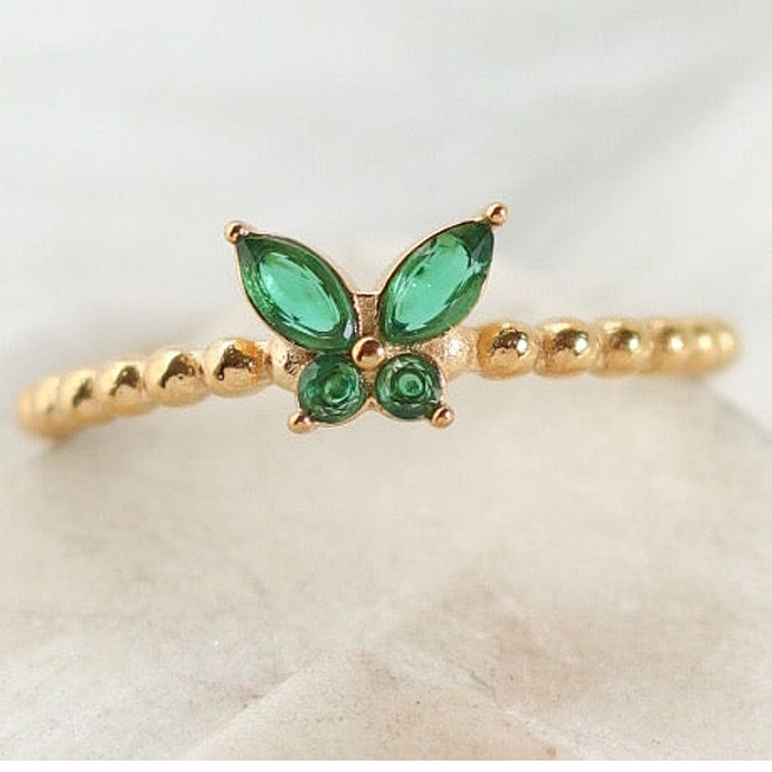1 Piece Fashion Butterfly Copper Inlay Zircon Open Ring