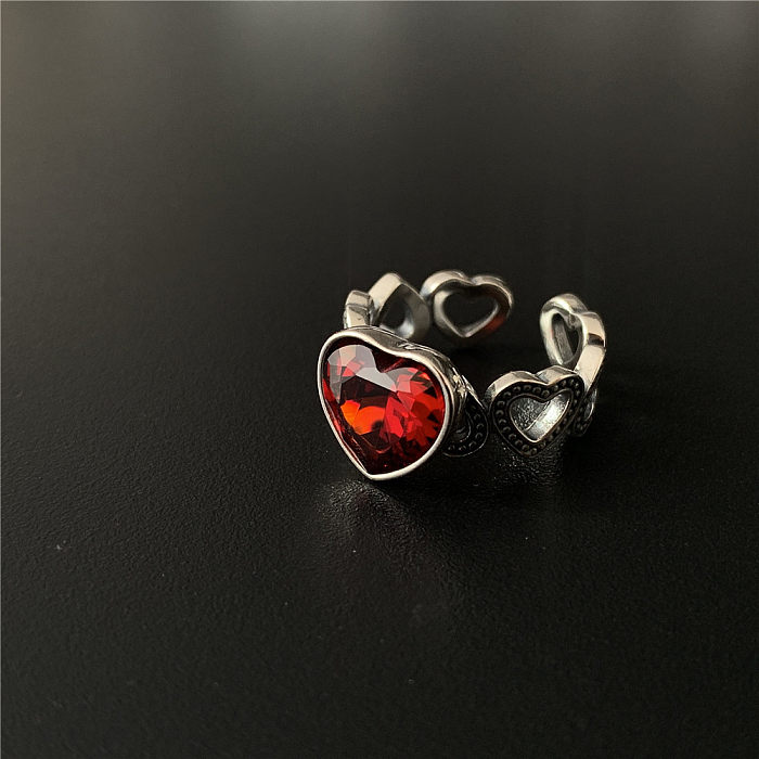 Simple Style Heart Shape Copper Rings Rhinestones Copper Rings