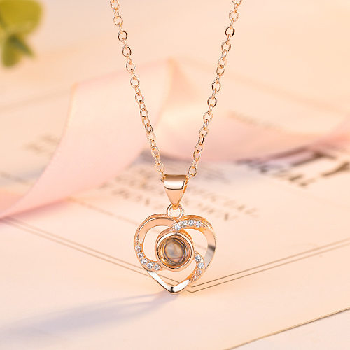 1 pieza de collar con colgante de piedras preciosas artificiales con incrustaciones de cobre en forma de corazón para mujer