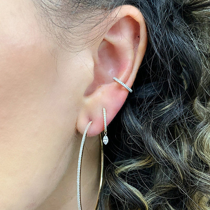 Creative Drop-shaped Zircon Earrings Fashion Simple Geometric Wild Ear Hoop Earrings