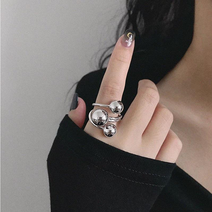Simple Style Ball Stainless Steel Open Rings