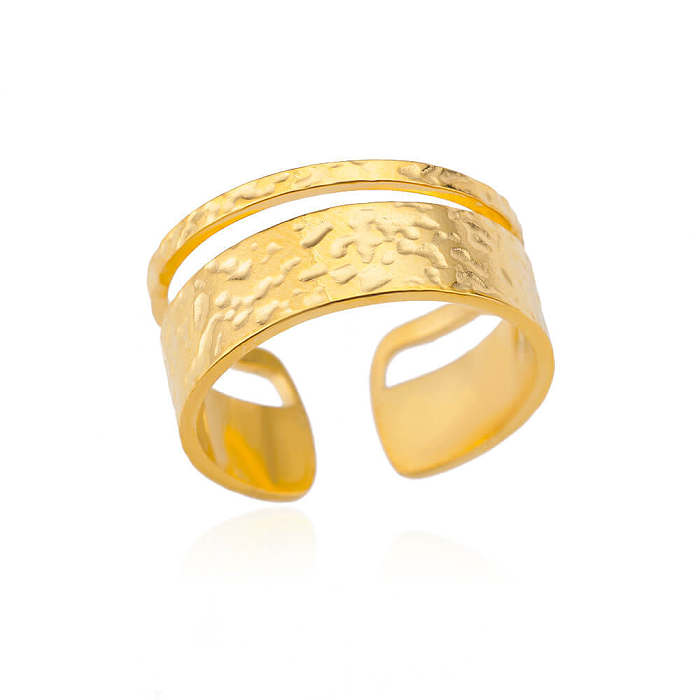 1 Piece Fashion Leaf Stainless Steel Inlaid Gold Open Ring