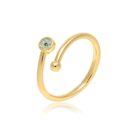 Retro Lady Classic Style Cross Skull Copper Zircon Open Ring In Bulk